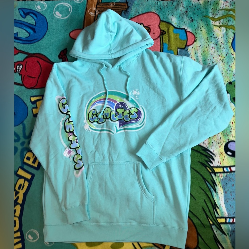 Beautiful Bright Teal “Girlies” Hoodie 2XL by:Safety Pin